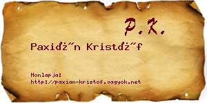 Paxián Kristóf névjegykártya